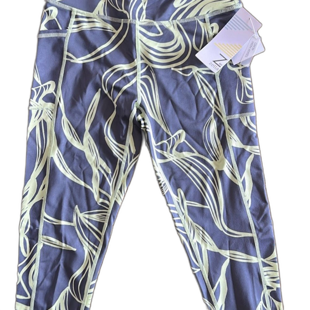 NEW Zella Girls 10/12 Athletic Leggings Pants Grey Green New with Tags